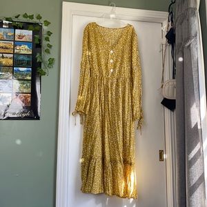 Floral Yellow Midi Dress